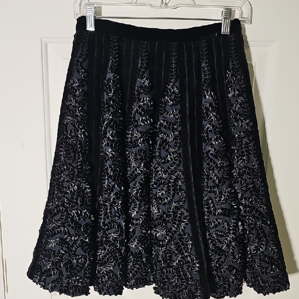 Dkny Vintage Y2K Party Skirt. Elegant Black Velvet Ruffled Ribbon. Size 6